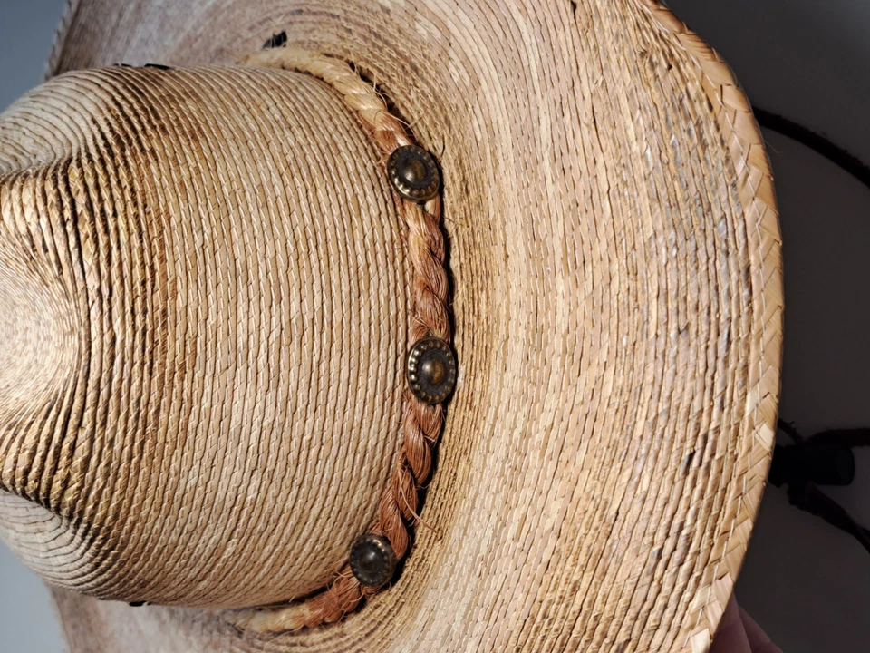 Western Express 牛仔帽正品墨西哥棕褐色草皮编织中号 — 第 4/4 张图片