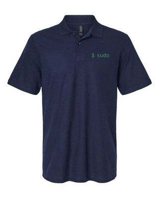 Sudo Command Embroidered Polo | Linux Sysadmin Collared Shirt