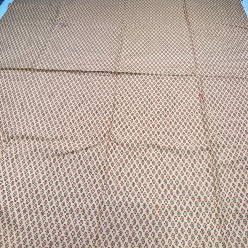 vintage karen jarrar marcus brothers fabric red beige floral cotton 89x42 2.4yr - Image 2 of 4