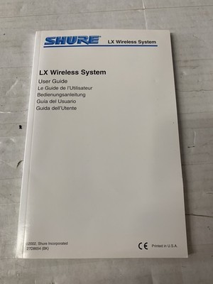 SHURE LX WIRELESS MIC SYSTEM USER GUIDE MANUAL ONLY-NEAR MINT!!
