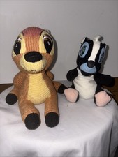Disney Bambi Vintage 1990s/2000s Plush Lot Of Two Bambi And Flower 