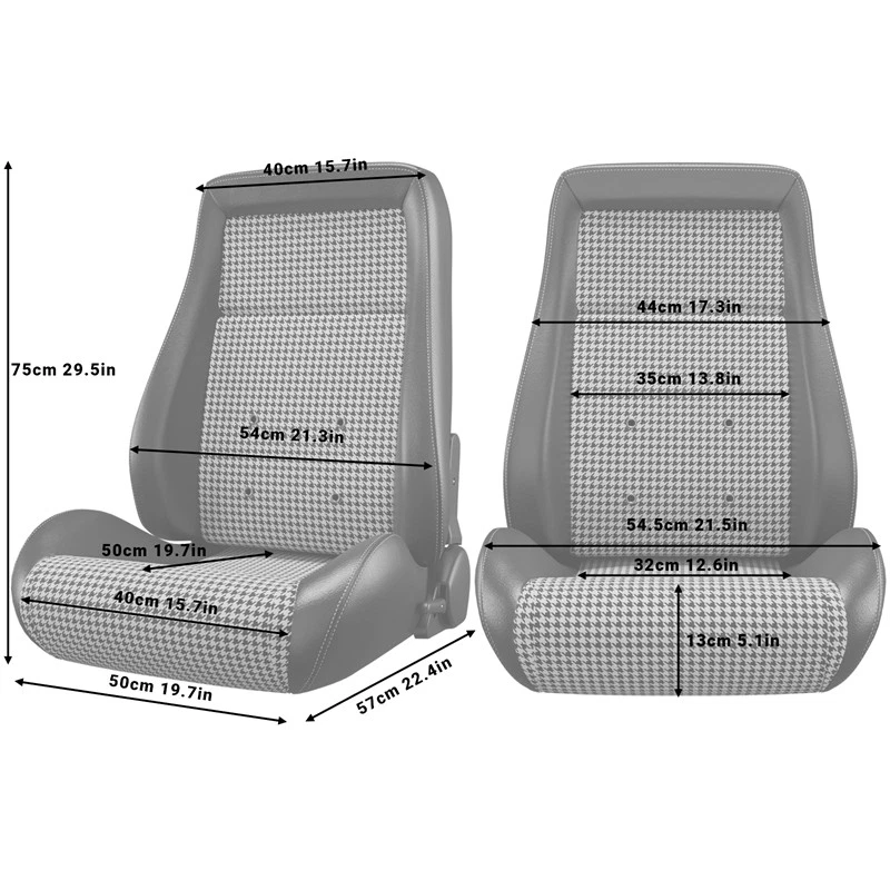2x Asientos de carreras con canastilla de cuero PVC reclinables con deslizador para coche clásico Pontiac Foto 2 de 4