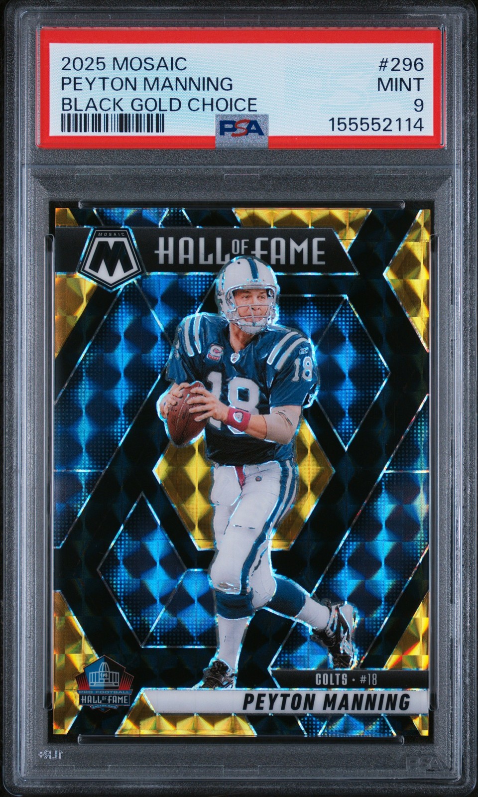 2025 PANINI MOSAIC BLACK GOLD CHOICE #296 PEYTON MANNING 3/8 PSA 9