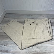 Vintage 90s DOCKERS Trousers W36 L30 Beige Pattern Grandpa Straight Leg USA Made