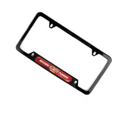 1x Mugen Black Stainless Steel License Plate Frame & Silver Carbon Fiber Emblem 1x Mugen Black Stainless Steel License Plate Frame & Silver Carbon Fiber Emblem