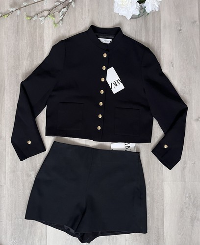 Zara Collection schwarze Cropped Jacke mit Knöpfen Gr. Large L neu mit Etikett - Bild 3 von 9