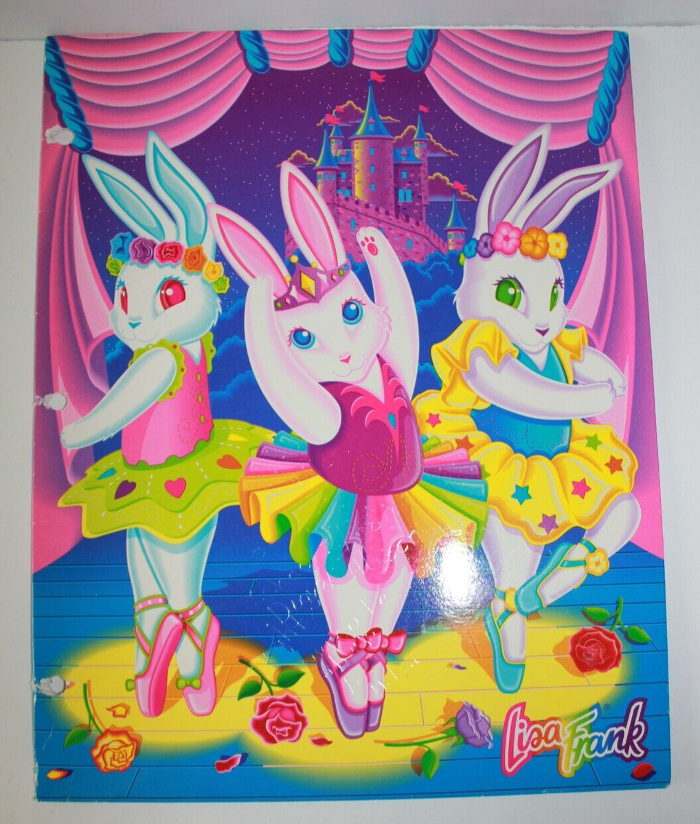 Lisa Frank Vintage Ballerina Bunnies Two Pocket Folder Portfolio