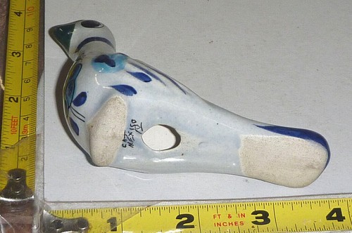 Estatuilla de PÁJARO de cerámica floral pintada a mano de colección - México - cerámica de arte popular ~4"L - Imagen 5 de 7