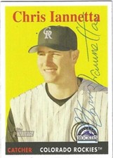 Autograph Signed 2007 Topps Heritage 373 Chris Iannetta Colorado Rockies Tough