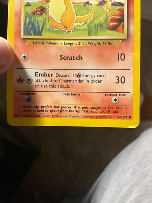 charmander pokemon card 1995 value Pokemon Base Set Common Charmander #46 [Shadowless]