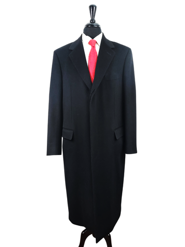 Brooks Brothers Golden Fleece Loro Piana Black 100% Cashmere Italy Overcoat 46R