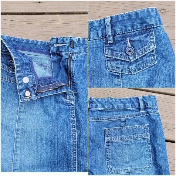 Falda vaquera vintage años 90 y2k bajo desteñido línea A midi hasta la rodilla 6 Foto 2 de 4