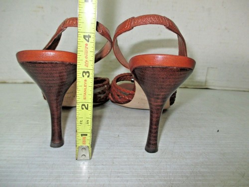 Women's Shoes CIRCA JOAN & DAVID Brown Leather 3.5 Heel Braided Strap Sandal 6.5 - Picture 10 of 12