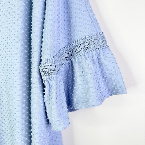 Ruby Rd Top Women 1X Plus Blue Tunic Chenille Bell Sleeve Peasant Bohemian NWOT - Picture 5 of 8