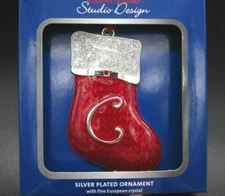 Regent Square Initial Letter "C" Monogram Christmas Stocking Ornament
