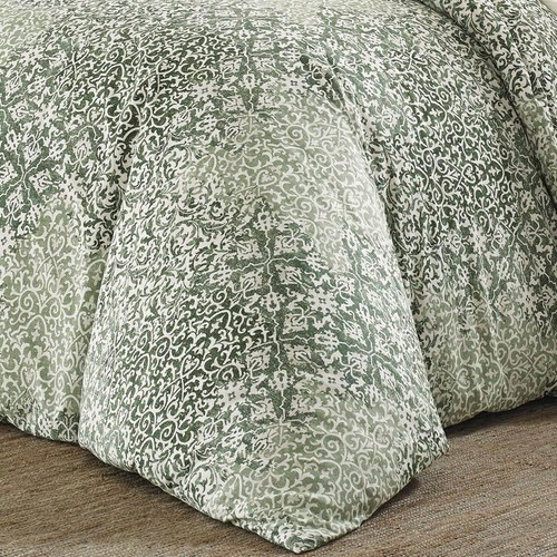 Juego de edredón reversible Stone Cottage satén algodón king 3 piezas floral verde - Imagen 5 de 5