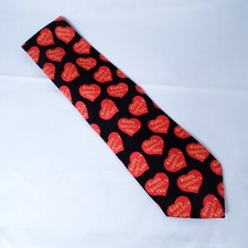 Valentine's Day Tie Red Hearts 100 Polyester 56" long 4" Wide