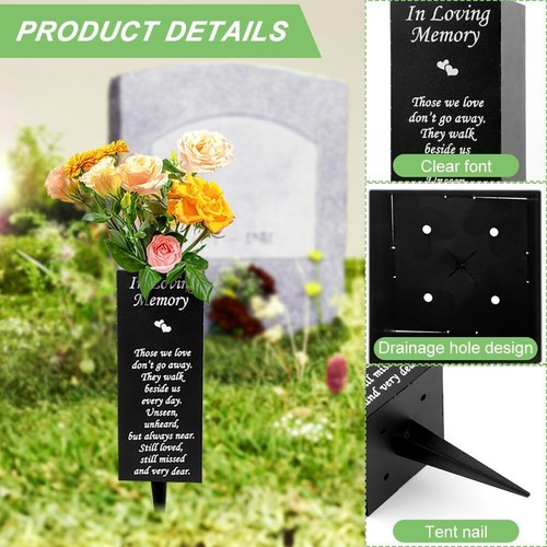 Metal Cemetery Vases Elegant Lawn Grave Memorial Vase with Spikes Metal Funer... - 第 7/9 張圖片