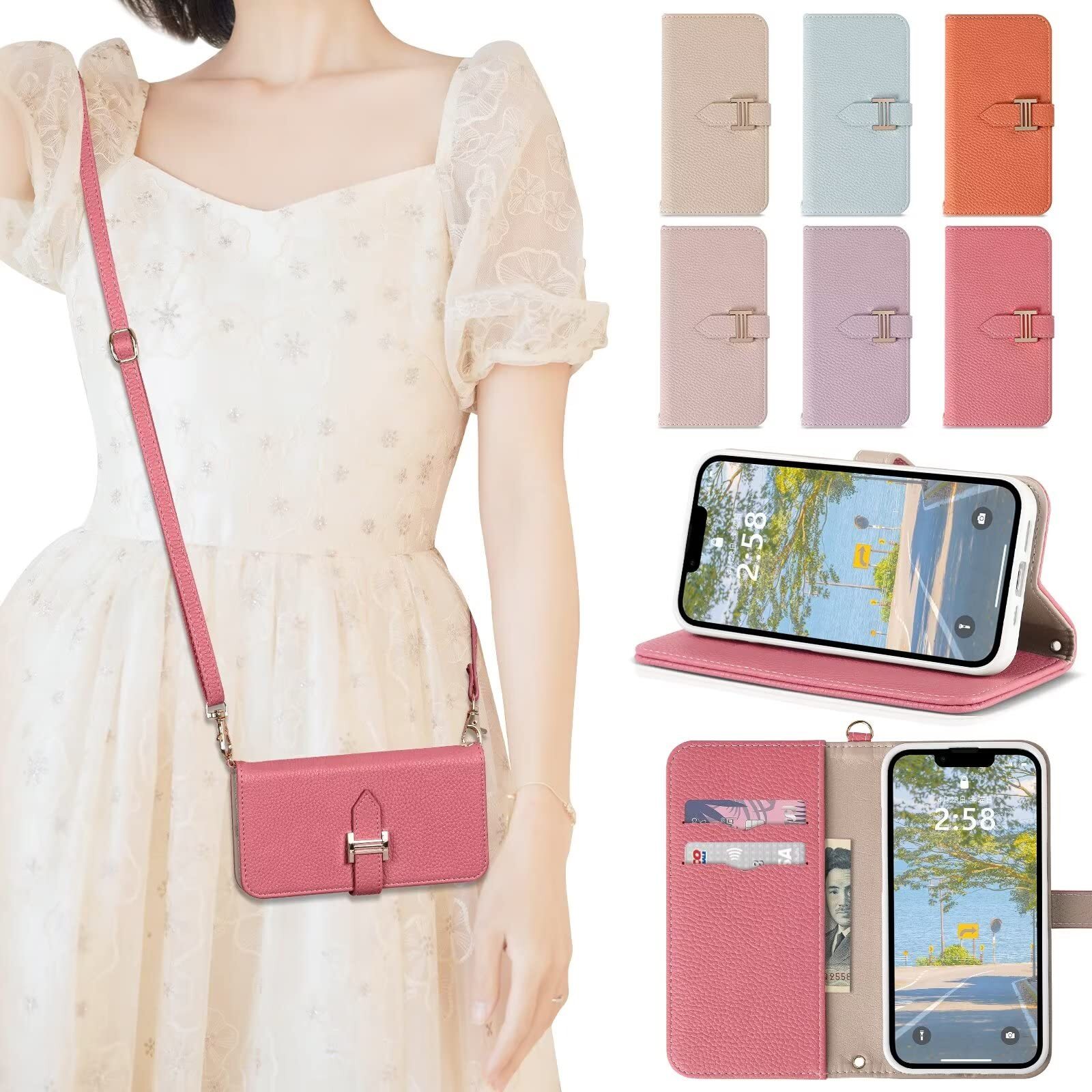 Englaph for iphone 15 case notebook type shoulder iPhone 15 smartphone stra 203-image