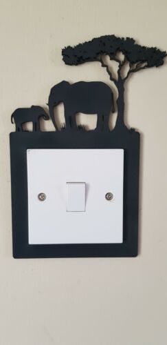 wooden light switch surround, bespoke gifts, home decor, elephant, baby
