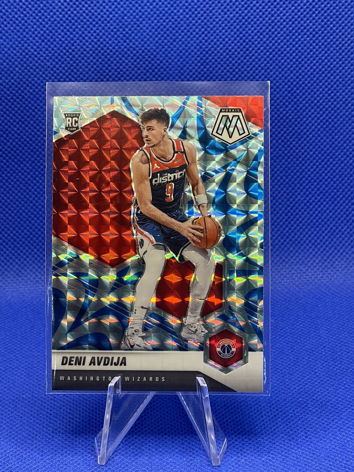 2020 Panini Mosaic Basketball Deni Avdija Reactive Blue Prizm RC #217 Wizards