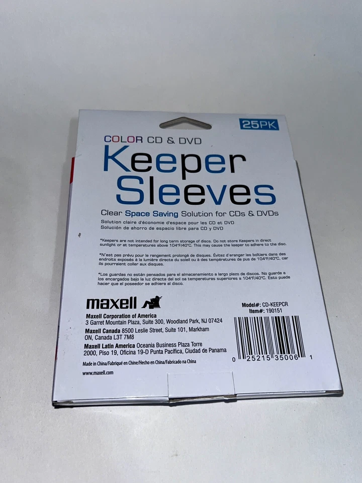 Maxell Nuevo En Caja CD/DVD Colores Surtidos Mangas Guardián Lote Foto 3 de 4