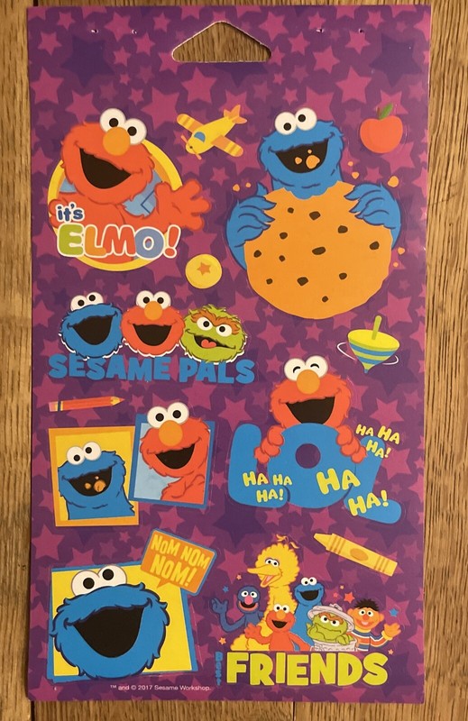 American Greetings Sesame Street Elmo And Friends Sticker Sheet Purple Cute!