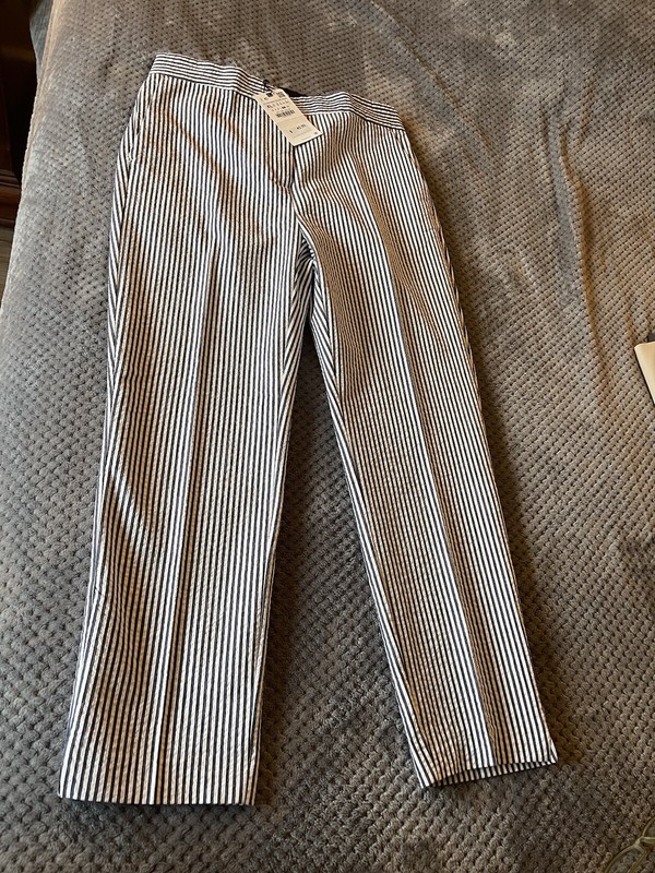 NWT ZARA Navy & White Stripe Capri With Side Slit Size XL