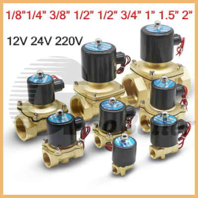 Solenoid Valve Air Water Gas Oil Brass Normally Closed 12V 24V 220V BSP