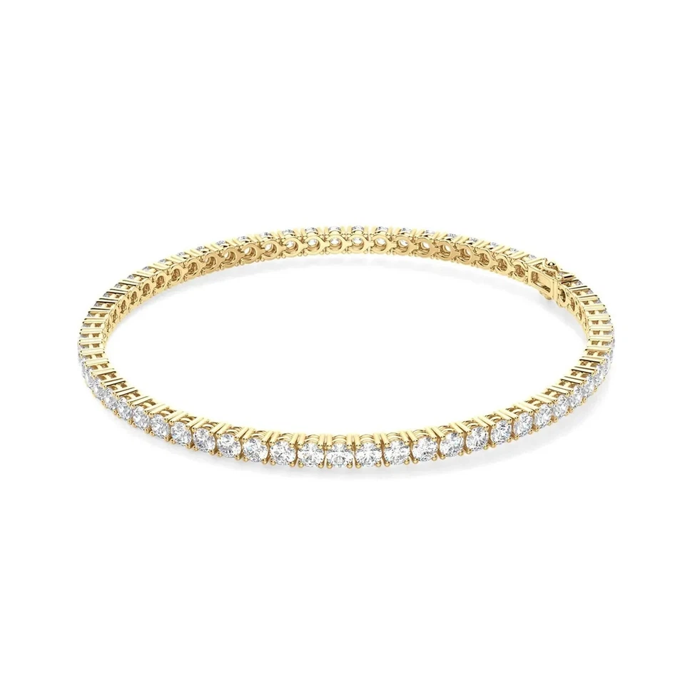4.86 Ct Top Quality  Round Diamond Tennis Bracelet 14K Yellow Gold - Image 4 of 4