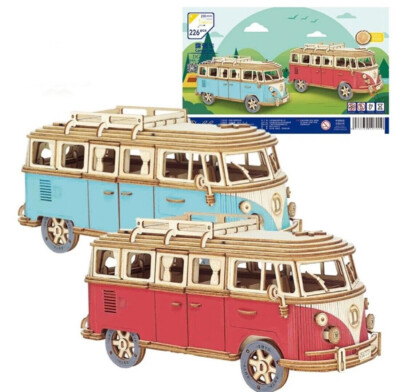 3D Camping Van Wooden Puzzle Children's Creative Education DIY Assembly Toy