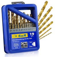 S&R Metallbohrer Set,1 - 10 Mm ,135°, 19 Stk, Din 338, Geschliffen, Hss Titanium
