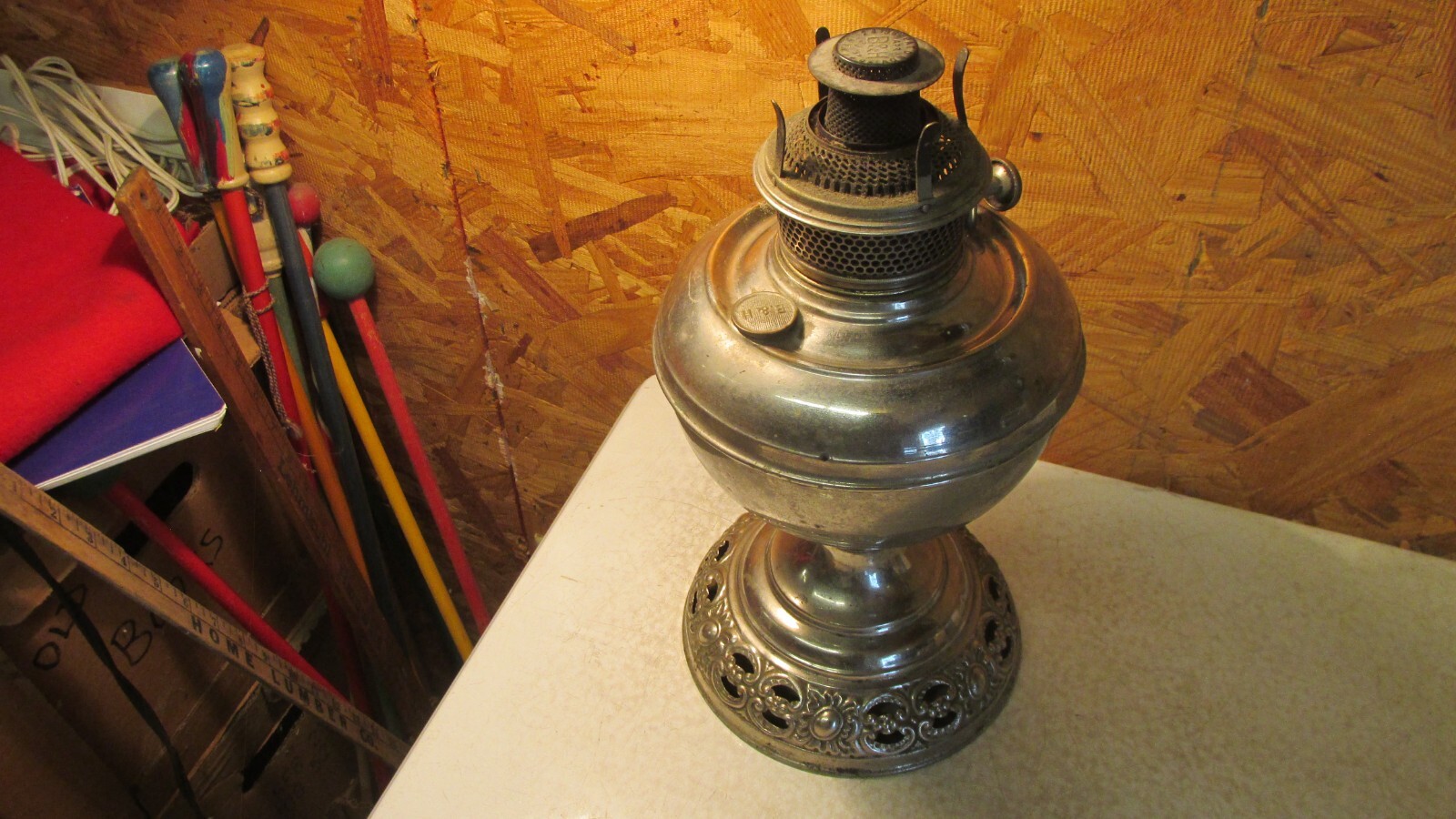 Antique Nickel Finish B & H Oil Lamp Parts eBay