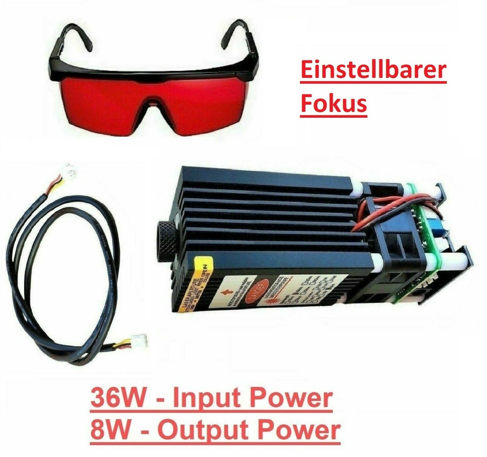 Potente módulo láser 36W cabezal láser 450nm azul láser PWM máquina de grabado