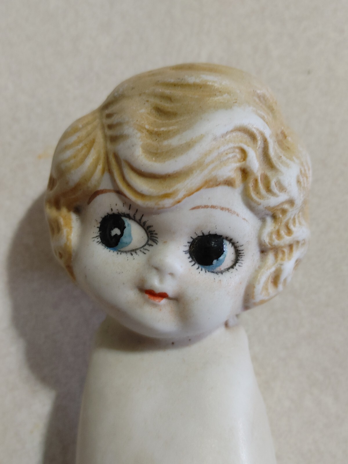 Old Bisque doll Betty Boop, Kewpie, Flapper antique doll, big eye doll,  Dollhouse size, All bisque, made in Japan, Christmas gift for mom