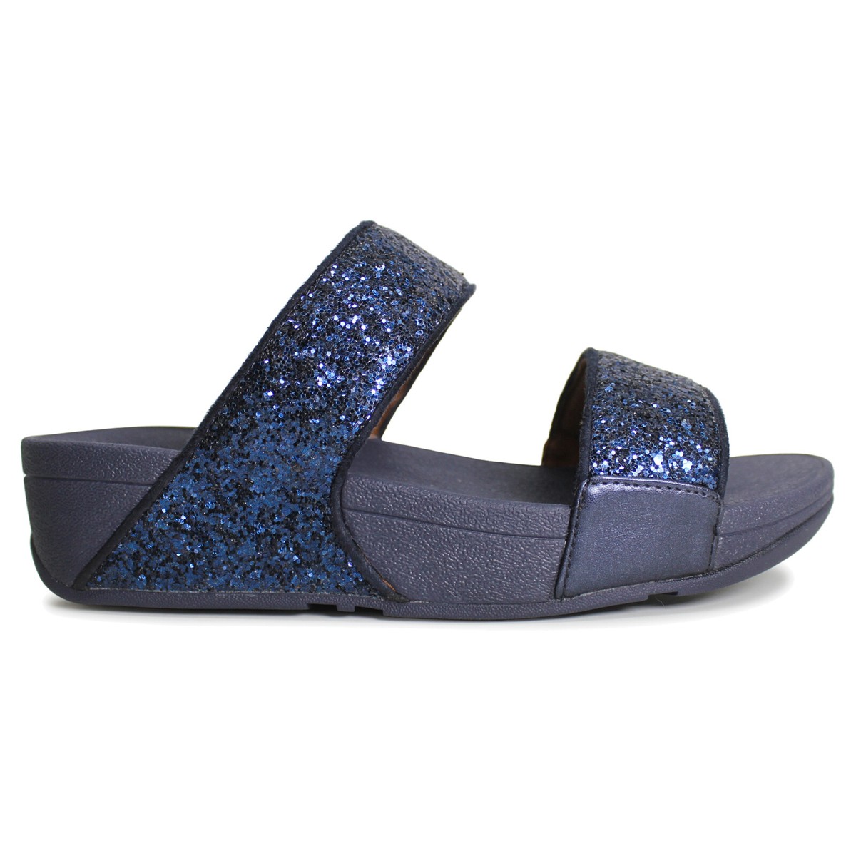 FitFlop Womens Sandals Lulu Glitter Slides Slip-On Open-back
