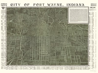 Historic Panoramic View - Fort Wayne Indiana - Hixson 1907 - 23 x 30.73