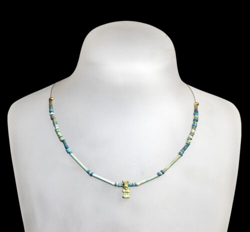 Necklace of Ancient Egyptian beads and Bes amulet - 第 1/3 張圖片