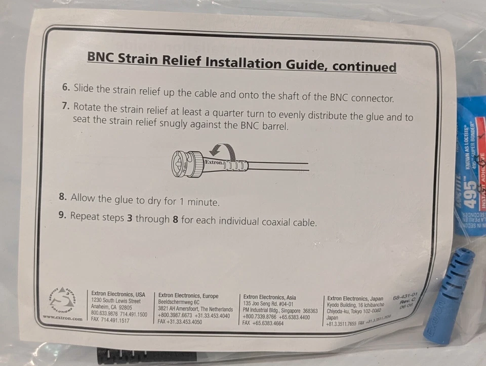 Lote de 8 Kit de instalación de alivio de tensión de cable Extron Electronics BNC, NUEVO EN CAJA Foto 3 de 4