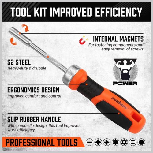 25-Piece Torx Screwdriver Bit Set with Ratcheting Magnetic Driver & S2 Steel - Picture 8 of 11