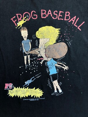 Vintage 1995 Mtv Beavis & Butthead Frog Baseball Tee Shirt Jersey