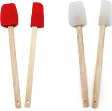 4-Piece Mini Spatula Set, Red,Transparent Color Rubber Spatula for Kitchen Mixin