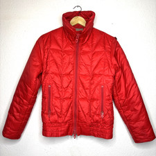 Vintage Slalom USA Retro 80  s Ski Jacket Red Puffer Goose Down Coat Women  s S