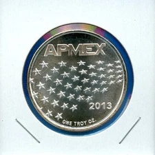 2013 APMEX American Flag .999 Silver 1oz Art Round Bullion #21 Semi Proof Like