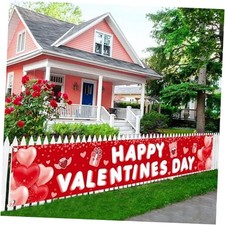 Happy Valentine's Day XtraLarge Banner - 120x20 Inch  Yard Red and White