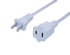 10 FT White Extension Cord Thin Single Outlet Power Cable 18 AWG 10A 125V