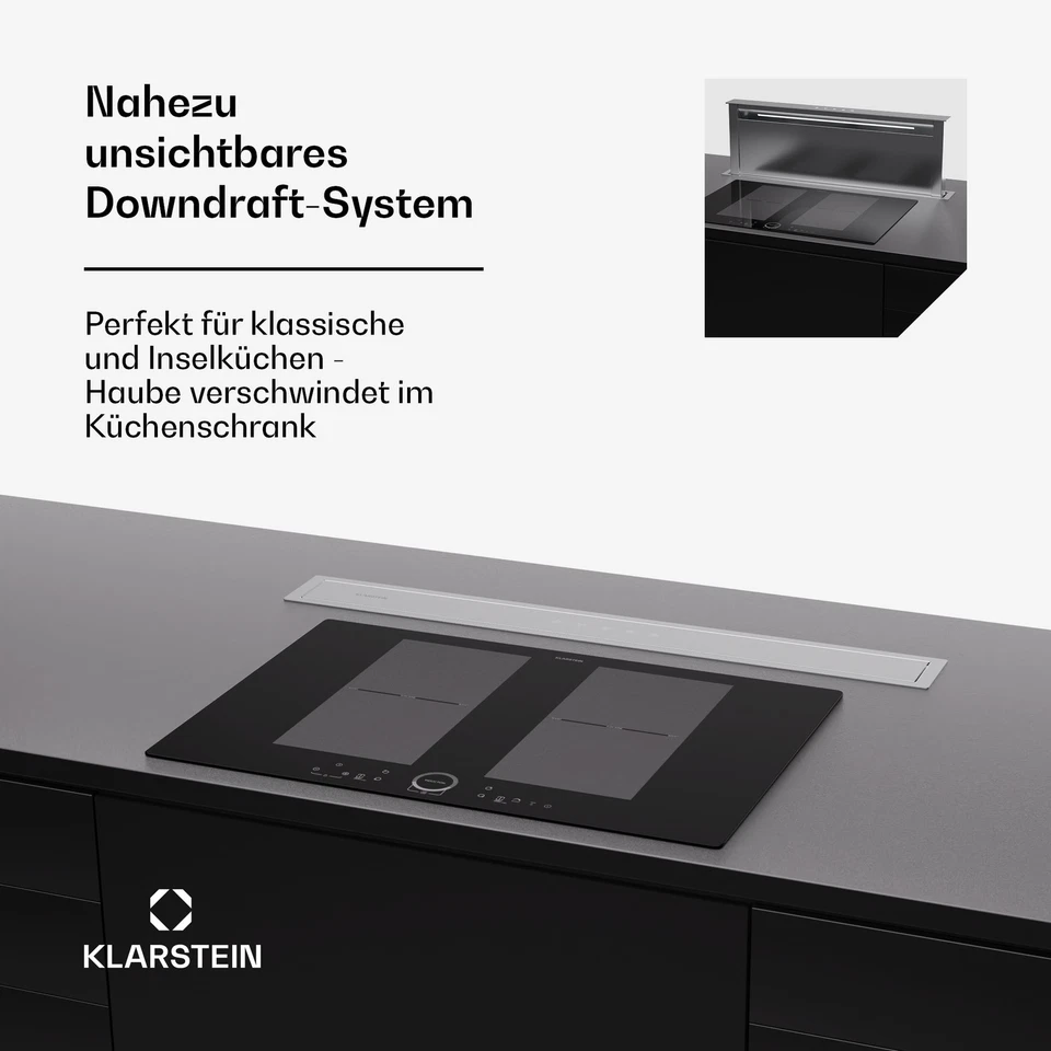 Downdraft-Dunstabzugshaube 90 cm Abluft/Umluft 604m³/h Touch + Aktivkohlefiltern - Bild 4 von 4