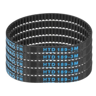 5pcs HTD-3M Rubber Timing Belt 63 Teeth, 189mm Pitch Length x 6mm Width