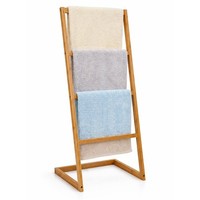 TOPVALERU Bamboo Towel Rack Freestanding Towel Rail and Towel Holder