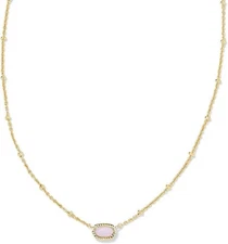 Kendra Scott Mini Elisa Short Pendant Necklace Pink Opalite Crystal